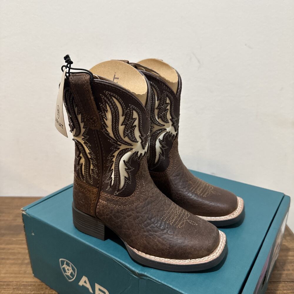 NIB Ariat Driftwood Western Boots Youth Kids Size 8 Brown / Dark Brown